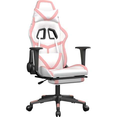 Maison Exclusive - Sedia da Gaming con Poggiapiedi Bianco e Rosa in Similpelle