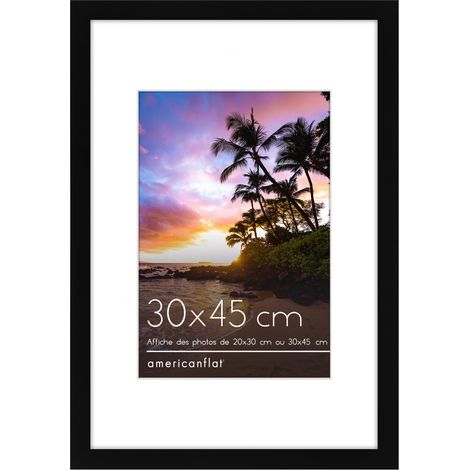 Cadre Photo 30x45 cm Noir - Cadre Photo 20x30 cm avec Passe-Partout ou 30x45 cm sans Passe-Partout - Cadre Bois MDF - Vitre Plexi Poli - Cadre Mural (1/5)
