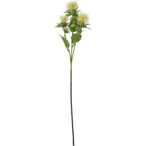 Safflower Spray (Single Stem Flower) - Plastic - Height 57 cm - Cream