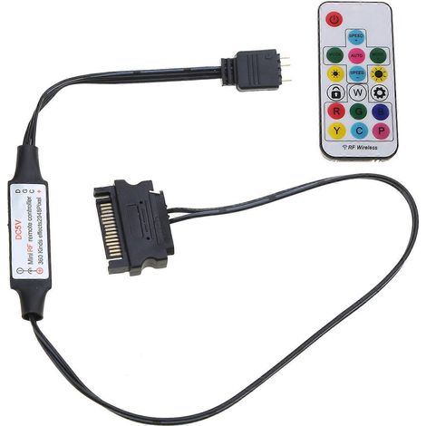 Infrarot-RF-USB-RGB-Fernbedienung, drahtloser LED-Controller, Dimmer, dynamischer Modus, Infrarot für Computergehäuse-LED-Streifen, 3-Pin 5V/4-Pin, Orange (1/2)