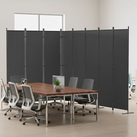 Paravent de séparation 8 panneaux, grand écran de confidentialité pour intérieur, 4040 x 1800 mm, gris, autoportant, idéal pour bureau, chambre, salon, salle à manger et espace de travail