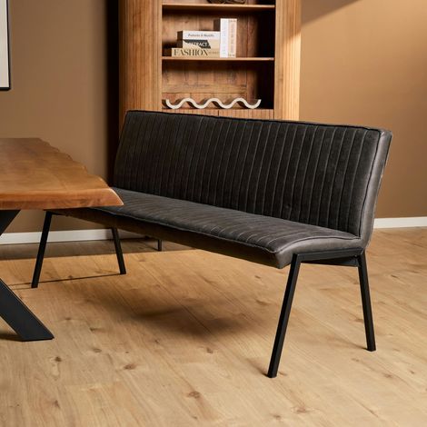 Banc de table à manger gris foncé à bandes 185 cm CORTINA (1/5)
