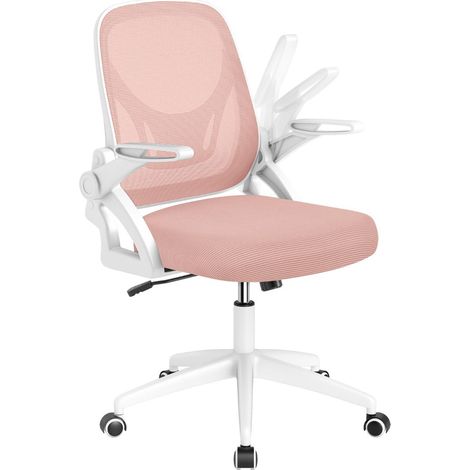 Sedia da ufficio ergonomica girevole 63 x 63 x 92-100 cm con supporto lombare braccioli pieghevoli stile moderno rosa PP 200011097