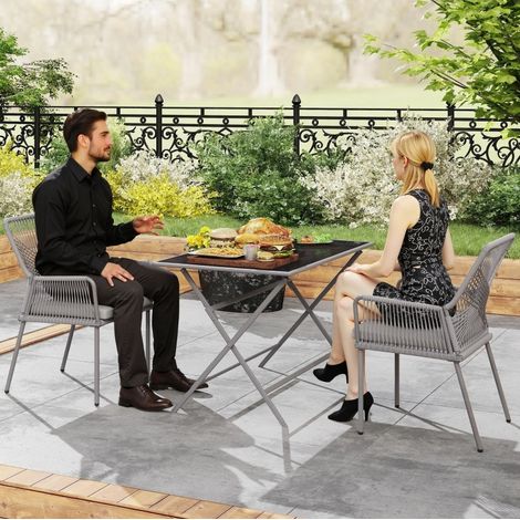 chaise fauteuil jardin confortable rotin lot 2 gris HAVRYA (1/4)