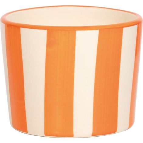 Lido Coffret 2 Verres Tumbler Rayures En Céramique Artisanale Orange - Design Civita Castellana Pour Boissons Et Desserts - Élégance Table (1/2)
