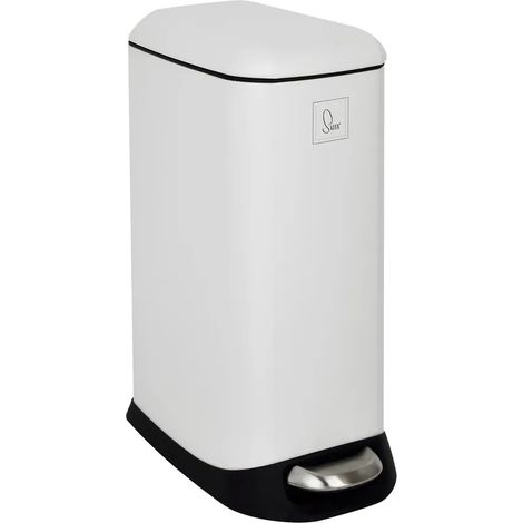 Poubelle à pédale SVITA TS12, 12 l avec seau intérieur, blanche (1/5)