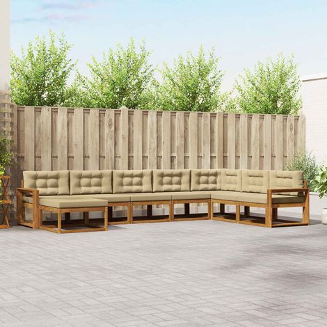 vidaXL Outdoor-Sofagarnitur mit Kissen 8 pcs Natur und Beige (1/5)