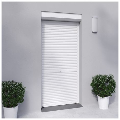Volet roulant PVC manuel à tirage direct pour porte – Dimensions L.100 x H.220 cm – Lames double paroi – Coffre à faible encombrement – France Combi