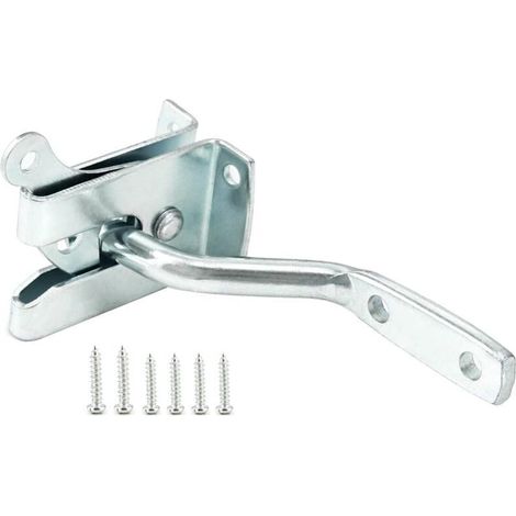 Automatischer Türriegel aus silberfarbenem Metall – für Garten, Terrasse, Wald oder Hühnerstall – inklusive Schrauben