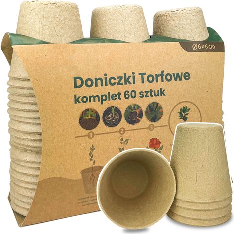 MACETAS DE TURBA GARDENLINE 6x6CM - JUEGO DE 60 PIEZAS EDA8464