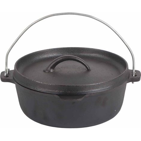 20cm Fonte Braisière Camping Marmite en Fonte Cuisson en Plein Air Chaudron Lourd Idéal pour Ragoût (1/5)