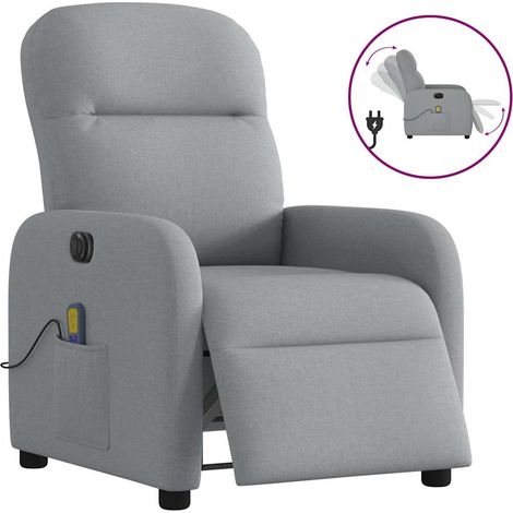 Massagesessel Elektrisch Hellgrau Stoff