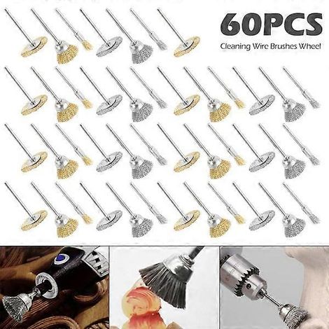 Brosses métalliques en acier inoxydable (60 pièces) pour outil rotatif Dremel (1/5)