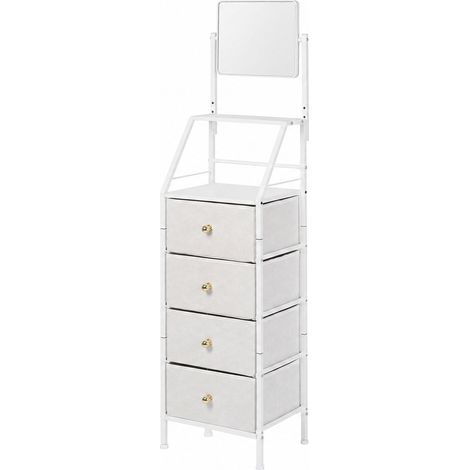 Levede Chest Of Drawers Mirror Dressing Table Vertical Storage Bedroom White (1/5)