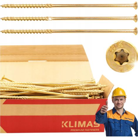 Vis Charpente Bois Klimas WKCS, 8 x 220 mm, Empreinte Torx, Tête Fraisée, Boîte 50 Pièces (1/5)