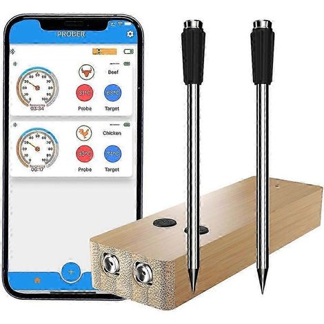Intelligentes Fleischthermometer mit Sofortanzeige, App-Steuerung, 150 m Funkreichweite, Timer und Alarm, ideal für Grillabende im Freien. (1/4)