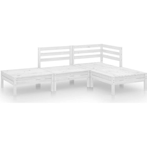 Maison Exclusive - 4-tlg. Garten-Lounge-Set Weiß Massivholz Kiefe (1/5)