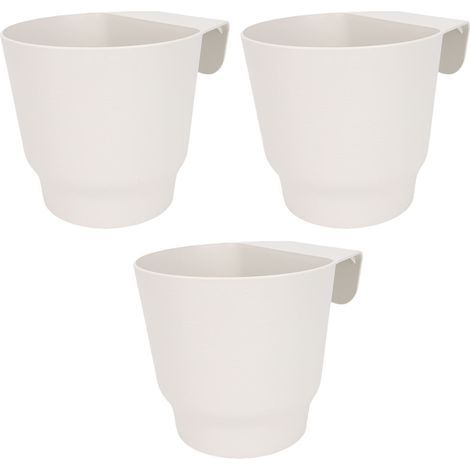 Rosvola Pot de fleur suspendu, système de Drainage efficace, seau de clôture pour balcon, jardin, main courante blanc (1/5)