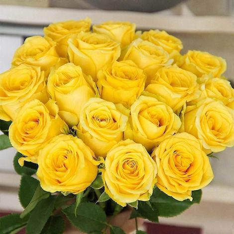 Lot de 10 roses jaunes artificielles. Longues tiges individuelles, aspect réaliste.-AquaForge (1/5)