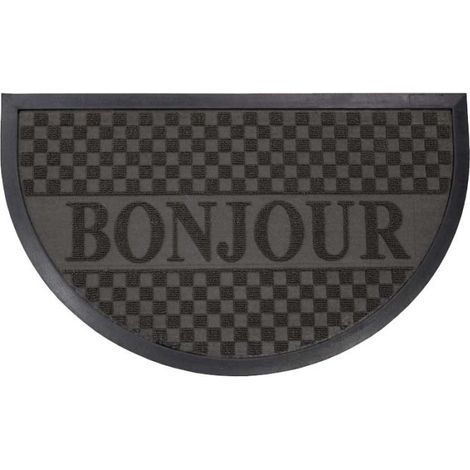 Tapis d'Entrée Demi-Lune "Bonjour" 45x75 cm Noir (1/3)