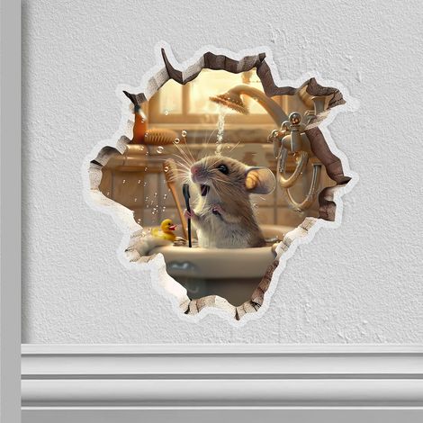 Sticker Mural Trou de Souris, 3D Drôle Autocollant Mural Trou de Souris, Décalcomanie Trou de Souris pour Chambre d'Enfant, Salon, Chambre d'Enfant (Style1) (1/5)