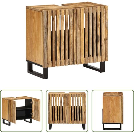 vidaXL Badezimmermöbel -  Waschbeckenunterschrank 62x34x58 cm Raues Massives Mangoholz (1/5)