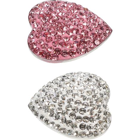 2 Pcs Aimants Métalliques en Acier Inoxydable de Cœur Strass, Faciles à Poser, Design Rond Élégant pour Décoration de Réfrigérateur la Maison (1/5)