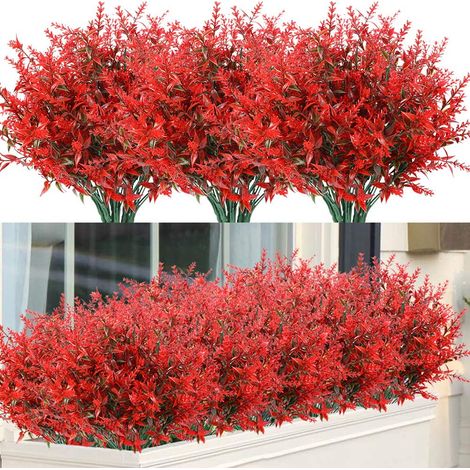 Fleurs Artificielles - Lavande Fausse en Plastique UV Résistant - Décoration Extérieure Jardin Balcon - 10 Faisceaux (1/5)