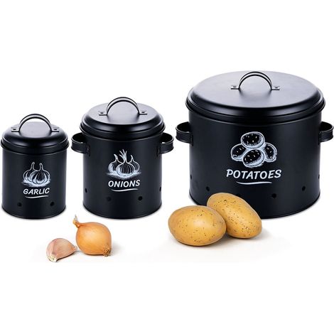 Cajas de almacenamiento para patatas, cebollas y ajos - Juego de 3