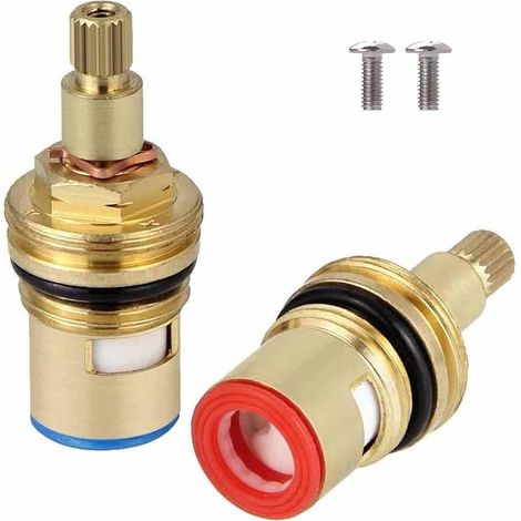 2PCS Tête a Disques Céramique 1/2" Universelles de Rechange pour Robinet en Laiton avec Vis Cartouches Tete de Robinet a Disques Vannes de Remplacement Laiton pour Cuisine Salle de Douche Vannes (1/5)