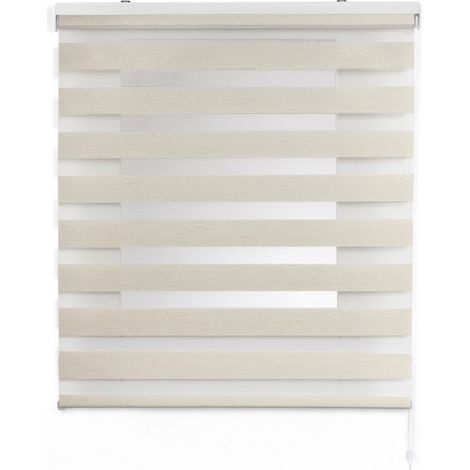 STOR PLANET - DUOLUX - TENDA A RULLO SEMIFILTRANTE CON FRANGE TRASPARENTI COLORE LINO - 80X180cm (1/5)