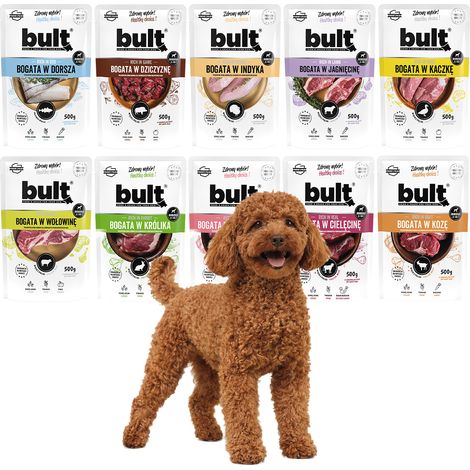 BULT Nassfutter für Hunde, Geschmacksmischung, 10 Beutel à 500 g, 10 Geschmacksrichtungen (1/5)