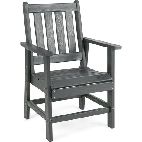 Sedia esterno HDPE resistente intemperie braccioli Poltrona adirondack effetto legno giardino Grigio (1/4)