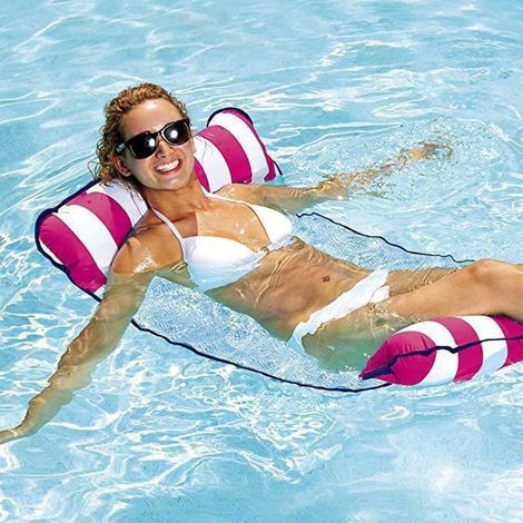Hamac Gonflable à air Matelas à air Matelas de hamac Piscine Pliante lit Flottant canapé à Eau Piscine Salon Matelas de Bain lit Flottant pour Adultes (Rose)- (1/4)