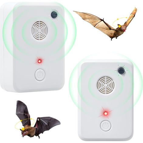 2 pcs Répulsif à ultrasons pour chauves-souris de dissuasion pour intérieur, dispositif de rejet électronique à brancher pour éloigner les (1/5)