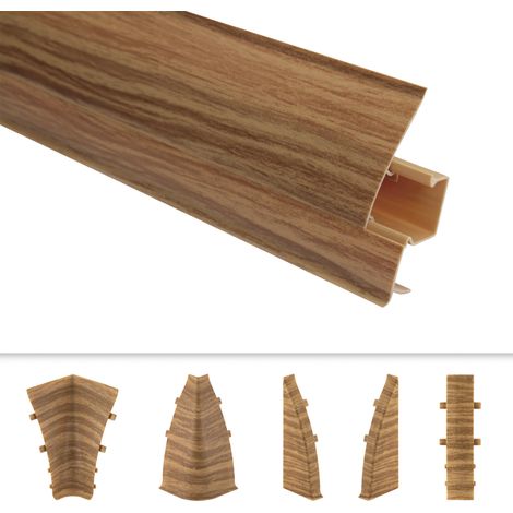 PVC Sockelleisten Sparpakete Fußbodenleisten 23x65mm Modern Kabelkanal: 8629 Holzoptik Eiche rot, Außenecke (1/3)