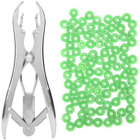 Jeffergarden Pince de castration de porcs avec 100pcs anneaux de castrateur dispositif d'amarrage de queue outil vétérinaire pour le bétail de ferme (1/5)