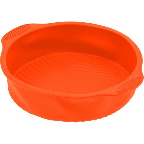 Moule à gâteau rond en silicone à fond ondulé, moule à gâteau de 23 cm, orange (1/5)