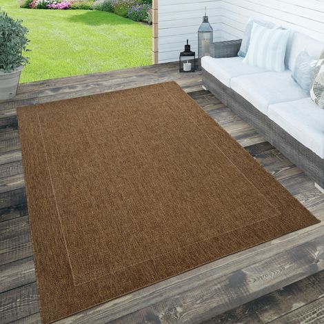 Paco Home In- & Outdoor Teppich, Terrasse u. Balkon, Wetterfest Einfarbig m. Struktur 160x230 cm, Braun