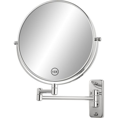 Miroir de coiffeuse mural grossissant 1X/10X, pivotant 360°, extensible et réglable (1/5)