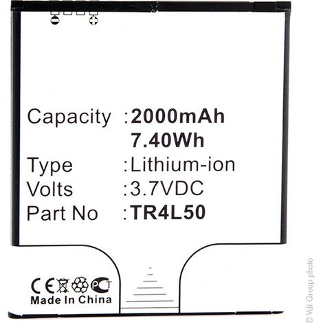 NX - Batterie téléphone, smartphone, GSM pour Kazam 3.7V 2000mAh - TR4L50TR4L50-CBCMB10 (1/3)
