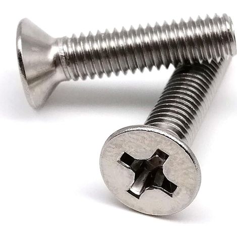 1 vis M10 longueur 16–65 mm en acier inoxydable 316 A4 antirouille à tête Phillips avec fraisée (65