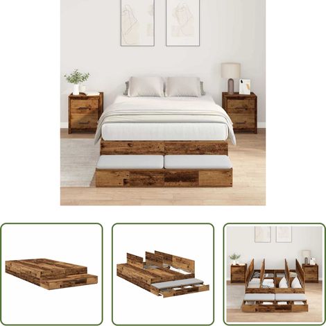 Holz Bettgestell - Aufbewahrungsbettgestell Altholz 120 cm Holzwerkstoff (1/5)