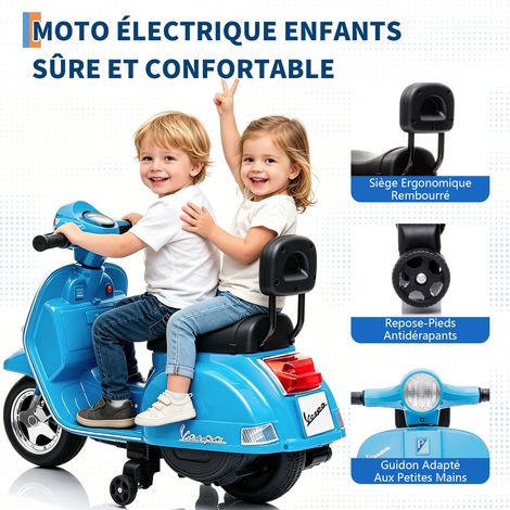 Motorbike for Kids 6V – stabiliser wheels, front/rear LED, music, horn, 3 km/h, 4.5Ah battery – 3+ years, Blue (1/5)
