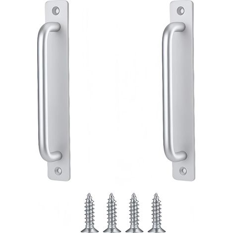 Lot de 2 poignées de porte de grange, robustes et coulissantes, argentées, pour cuisine, meubles, armoires, placards et portes (1/5)