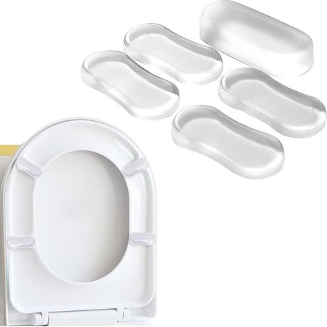 5 Pcs Tampons De Siège Wc, Tampon Abattant Wc,Lunettes Toilette Wc, Butoirs De Couvercle Wc,Amortisseurs Autocollants,Réduction Du Bruit,Tampons En Caoutchouc Pour Maison Bureau Hôtel (Blanc) (1/5)