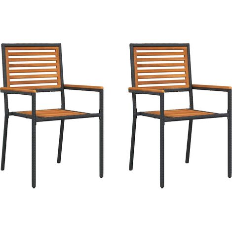 Lot de 2 Chaises empilables de jardin,Chaise d'extérieur Marron et Noir CFW4817933 (1/5)