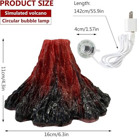 Kit d'Ornement Volcan pour Aquarium, Kit d'ornement Volcan d'aquarium avec Pompe à air, Kit de décoration pour Aquarium Volcan,pour réservoir de Poissons, décoration de réservoir de Poissons (1/4)
