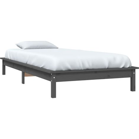 vidaXL Giroletto Grigio 90x200 cm in Legno Massello di Pino (1/4)