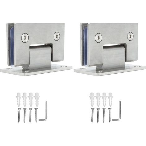 2 Pièces Charnière Porte Verre Lourde Charge, Charnière 90° Acier Inoxydable pour Porte de Toilette et Salle de Bain (1/5)